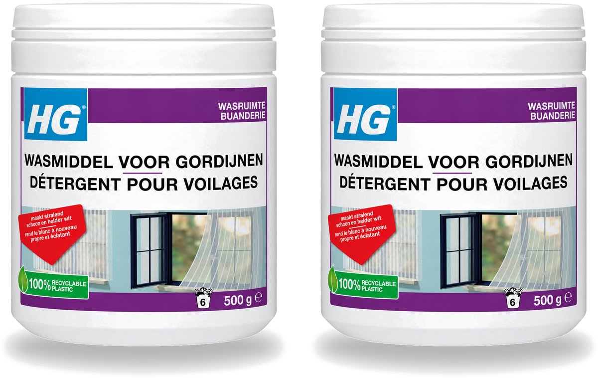 2 x HG - Wasruimte - Wasmiddel Voor Gordijnen - 500 g - Voordeelverpakking - 2 stuks