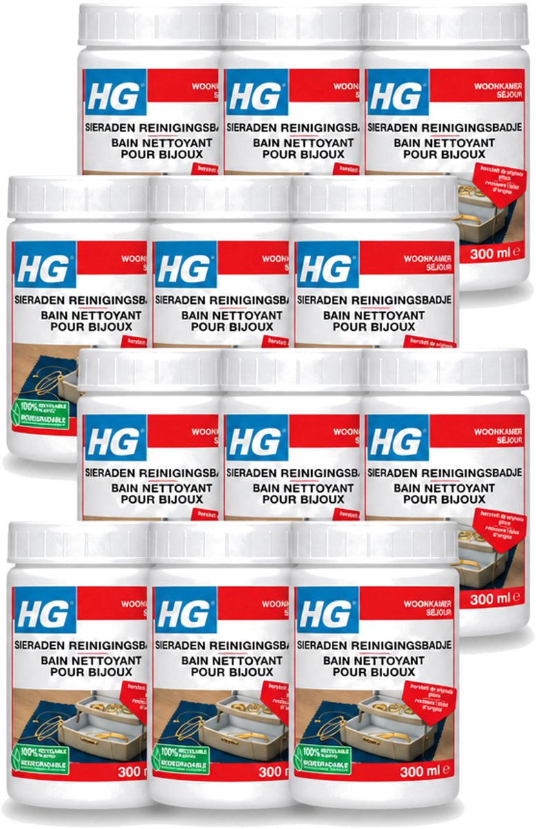 12 x HG - Sieraden Reinigingsbadje - Glansherstellend - 300 ml - Voordeelverpakking - 12 stuks