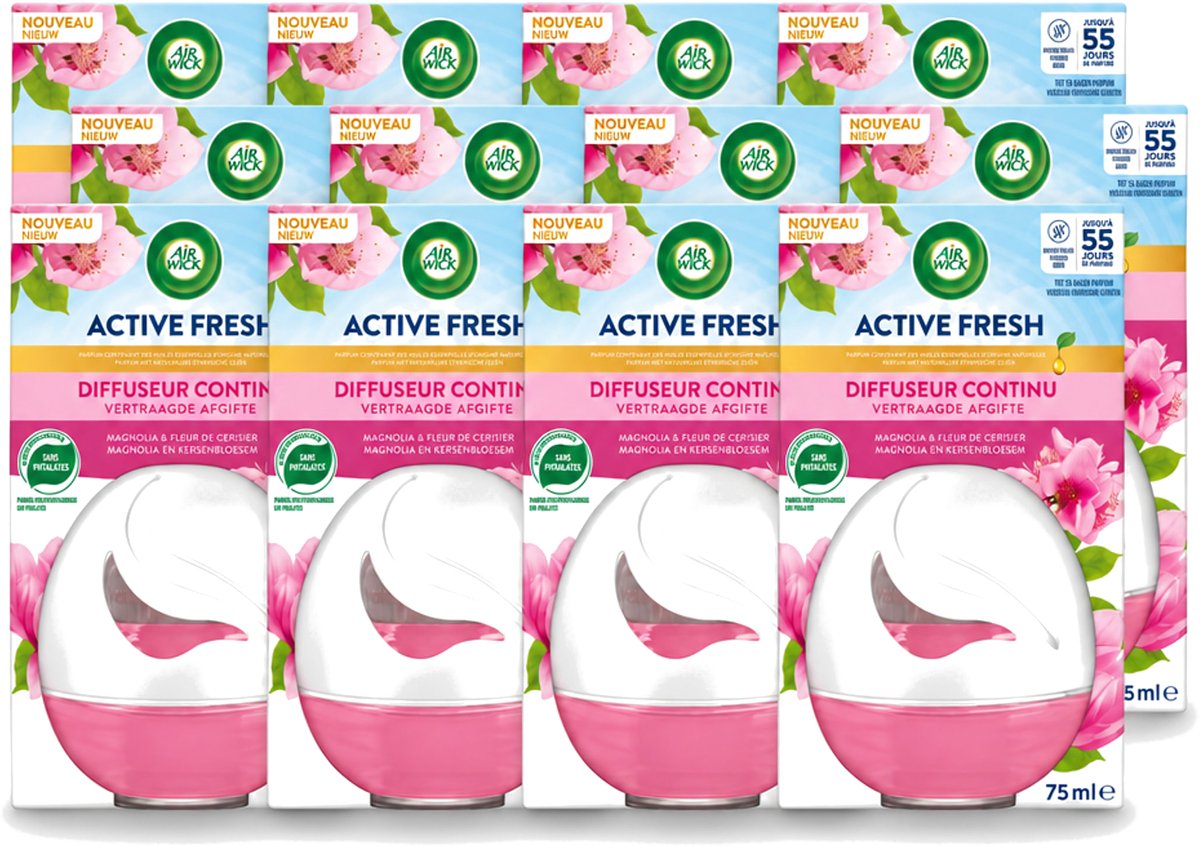 12 x Air Wick – Luchtverfrisser – Deco Sphere Magnolia & Kersenbloesem – 75 ml - Voordeelverpakking - 12 stuks