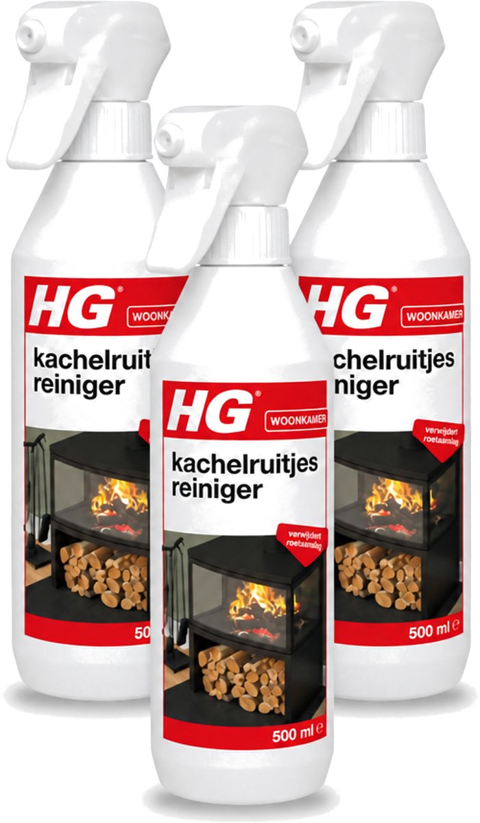 3 x HG - Kachelruitjesreiniger - Verwijdert Roetaanslag - 500 ml - Bulkverpakking - 3 stuks