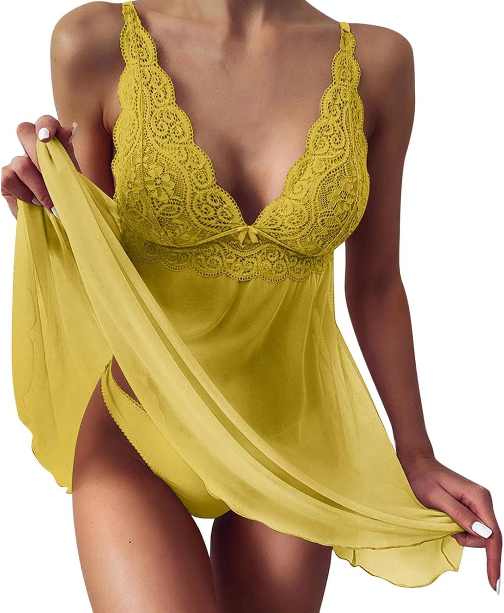 Lingerie voor dames, sexy, kant, babydoll, borduurwerk, verstelbaar, chic, romantisch, bruiloft, A2