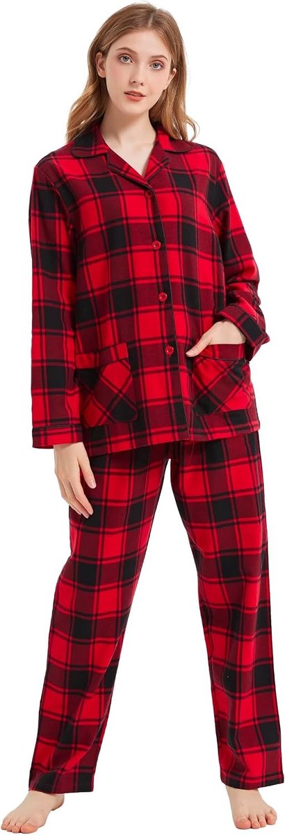 100% Katoen Flanel Pyjama Set Garen Geverfd Gezellige Lange Mouw Winter PJ's voor Vrouwen