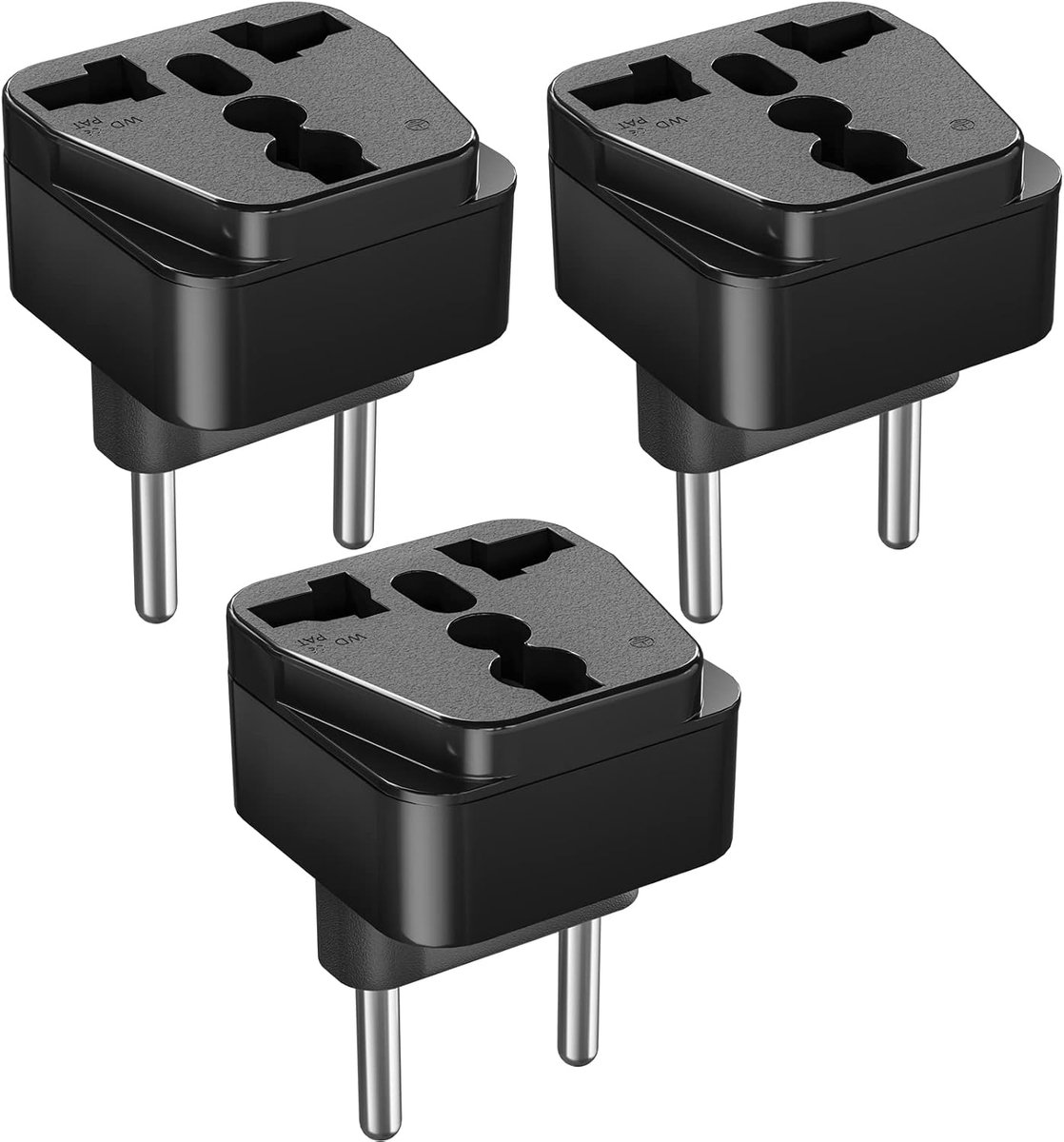 3 stuks universele reisadapters, stekker naar EU, VS naar EU reisadapter, reisstekker, stekkeradapter wereldwijd, universele stekker naar 2-pins (4 mm), Duitse adapter voor thuis, kantoor, reizen,
