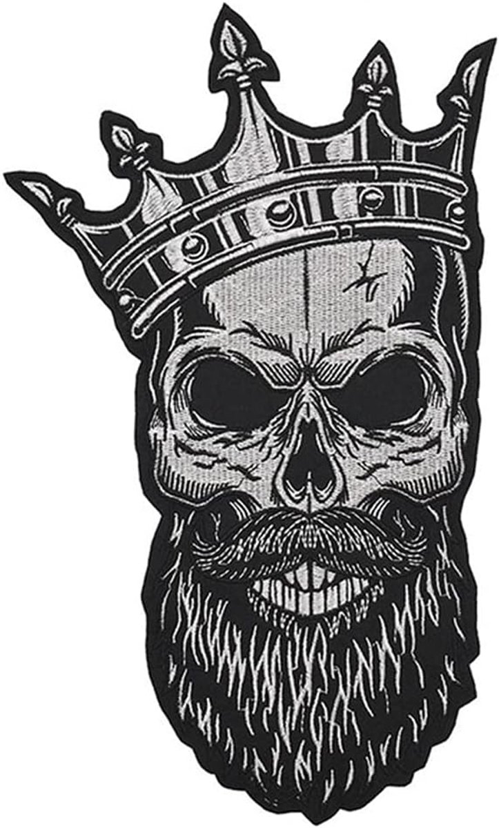 Kroon schedel geborduurde patches ijzer op motorfiets racing jas backpatches