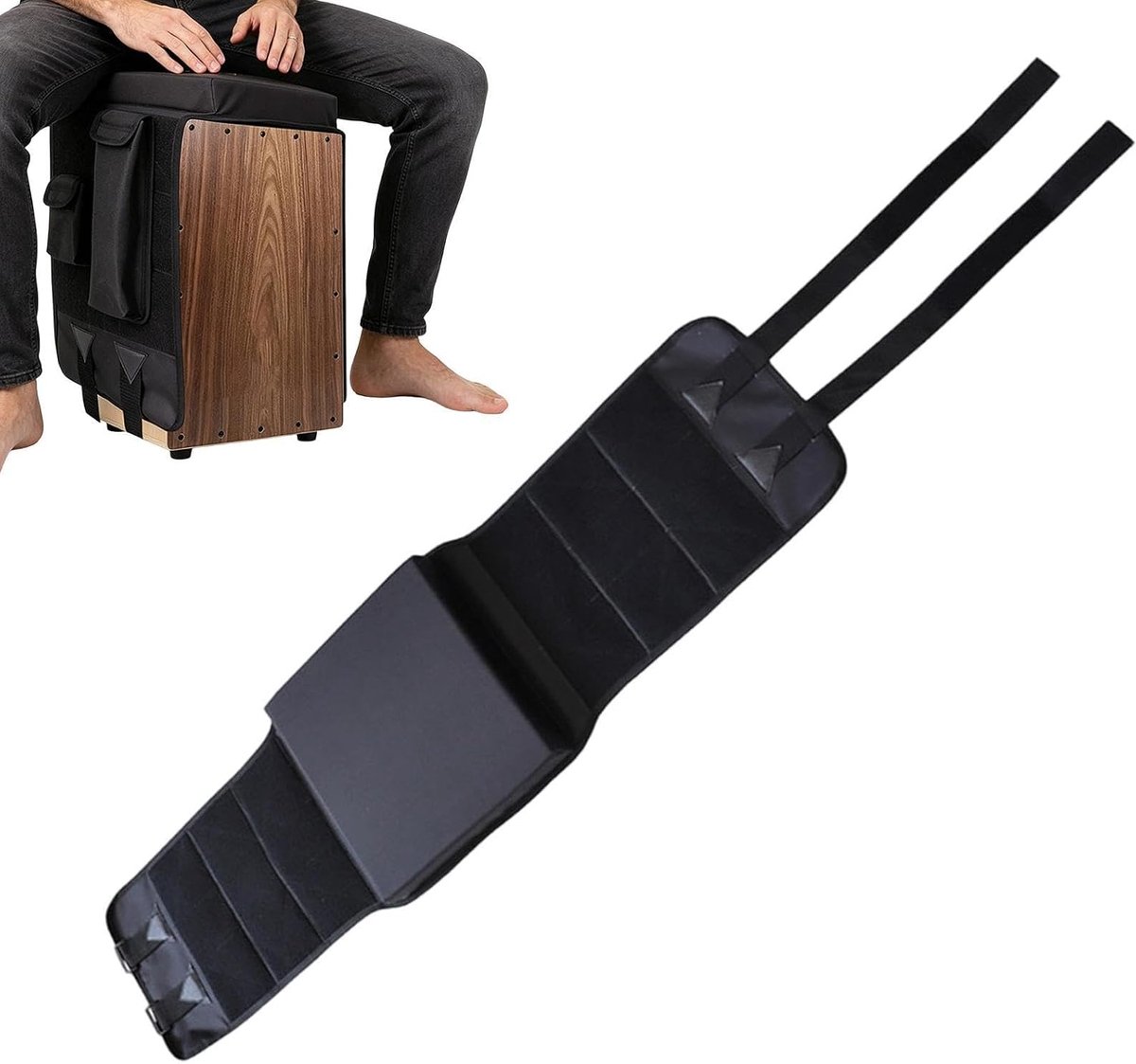 Cajonstoel voor trommel, mat voor percussie-instrumenten met zijvak, cajonstoel, voor muziekoptredens, studio, thuis, school en repetitie, concert en klaslokaal
