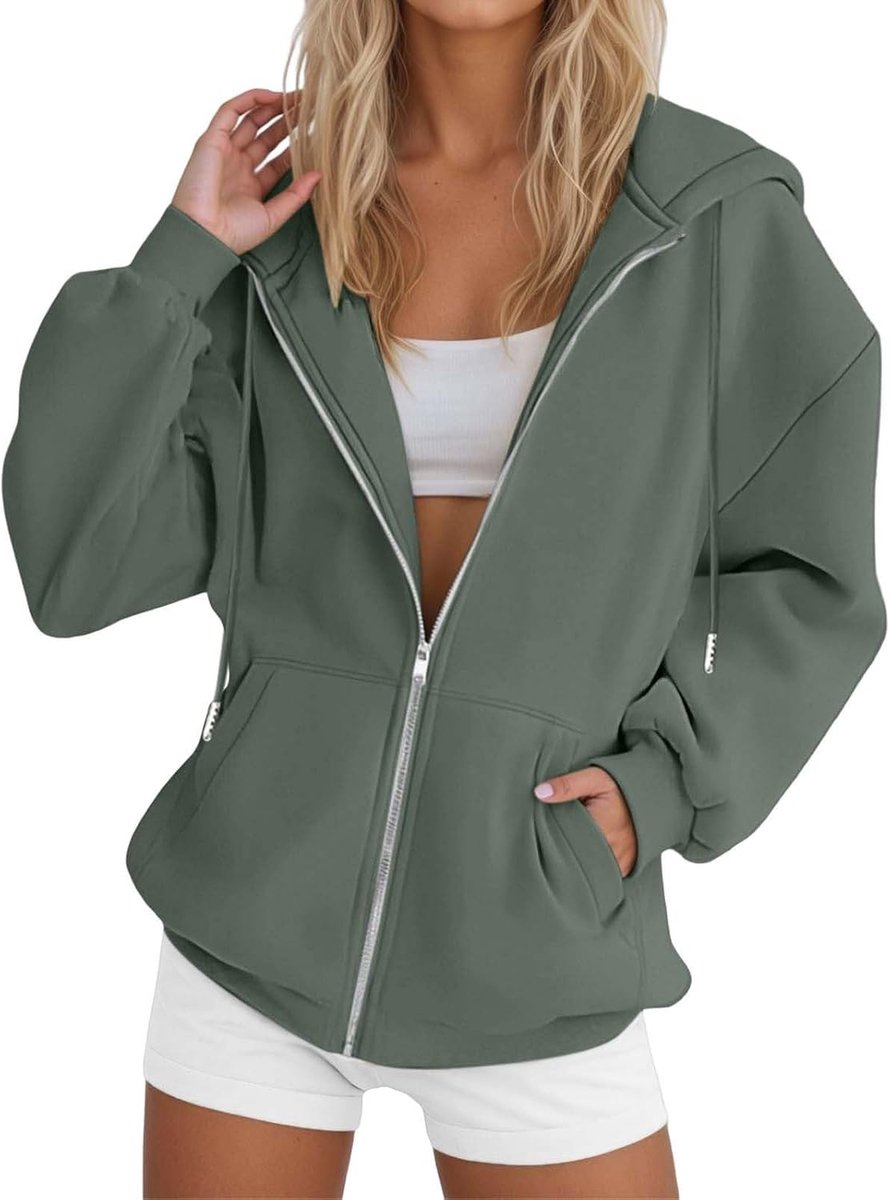 Sweatshirt met capuchon voor dames, katoen, losse capuchon, pluizig, capuchon, kangoeroezak, casual, herfst, zacht, sweatshirt, elegant, casual look, A114