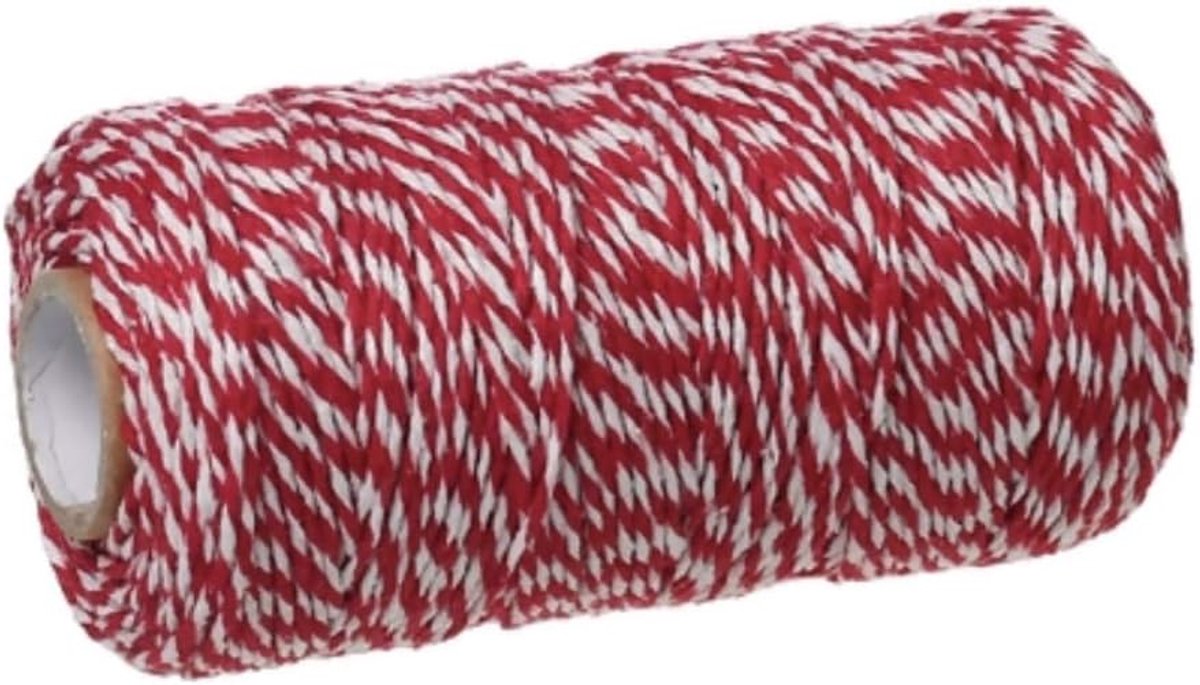 Koord koord rood-wit gestreept 1,5 mm ca. 92 meter koord pakketband koord (1m/0,08 €)