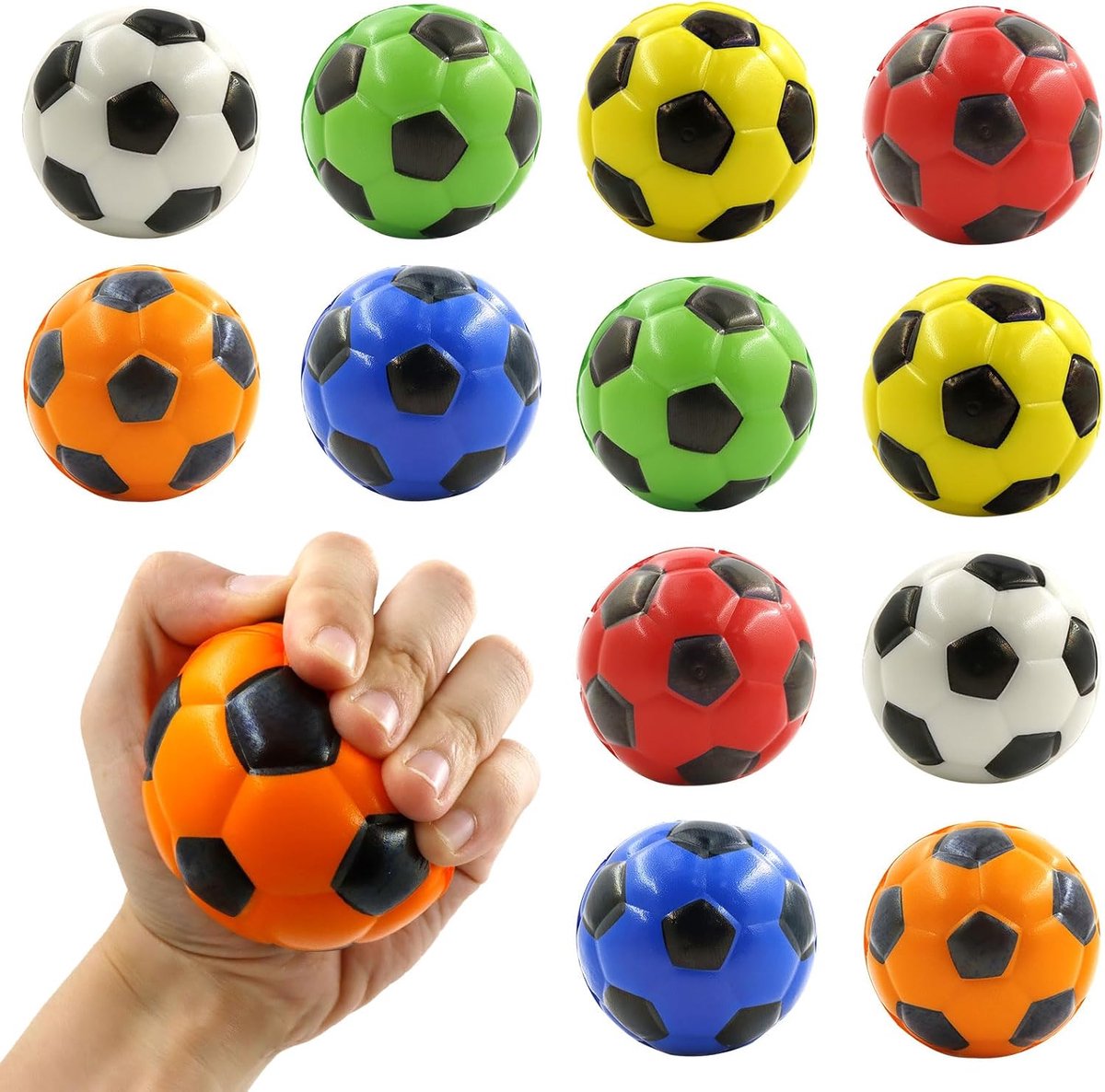 Verpakking van 12 stuks, minisportballen, schuimballen, stressballen voor kinderen, softbalvoetbal, antistressbal, kleine voetbal, stressballen voor kinderen en volwassenen