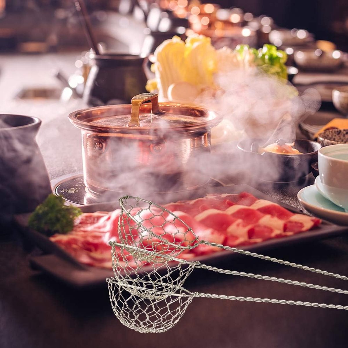 Zeef Skimmer kit, Lange Handvat Vergiet, Mini Roestvrij Staal Draad Voedsel Zeef Lepel Set, Fondue Zeef Roestvrij Staal Fondue Zeef — cadeau in Cadeau-ideeën - foto 4