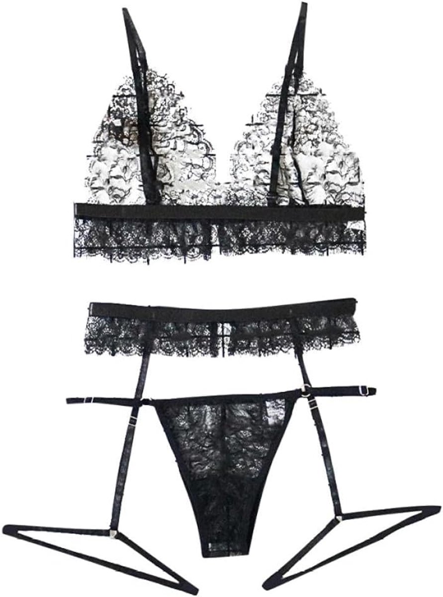 Lingerie & ondergoed Sexy Lingerie Vrouwen Kanten Beha String Kousenband Ondergoed Nachtkleding Hol Doorkijkkostuum