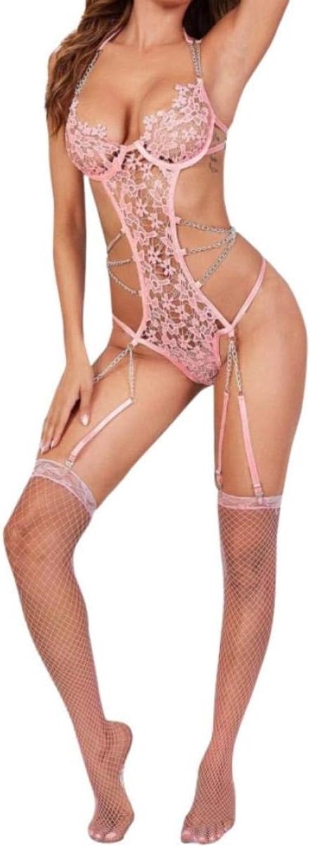 Dameskleding Ondergoed Bodysuit Jumpsuit Nachtkleding Borduurvoetsokken Sexy kanten dames Sexy pak