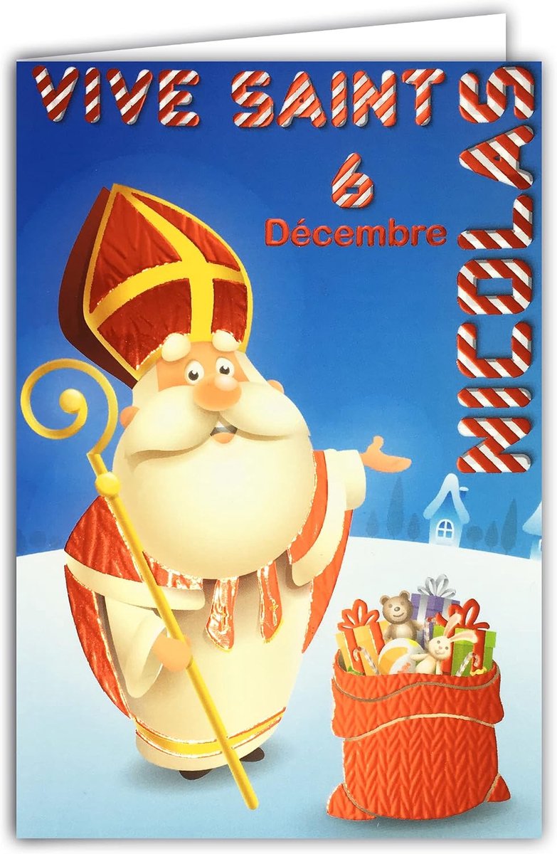 68-1303 Vive Sinterklaas rood glanzend goed feest 6 december afzuigkap geschenken speelgoed