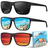 Boncy® Skyline Lunettes de soleil Hommes & Femmes - Lunettes de soleil Lot de 3 - Lunettes de soleil de vélo Lunettes de sport Ski - Festival Rave & Party - Lunettes de cyclisme Lunettes de sport