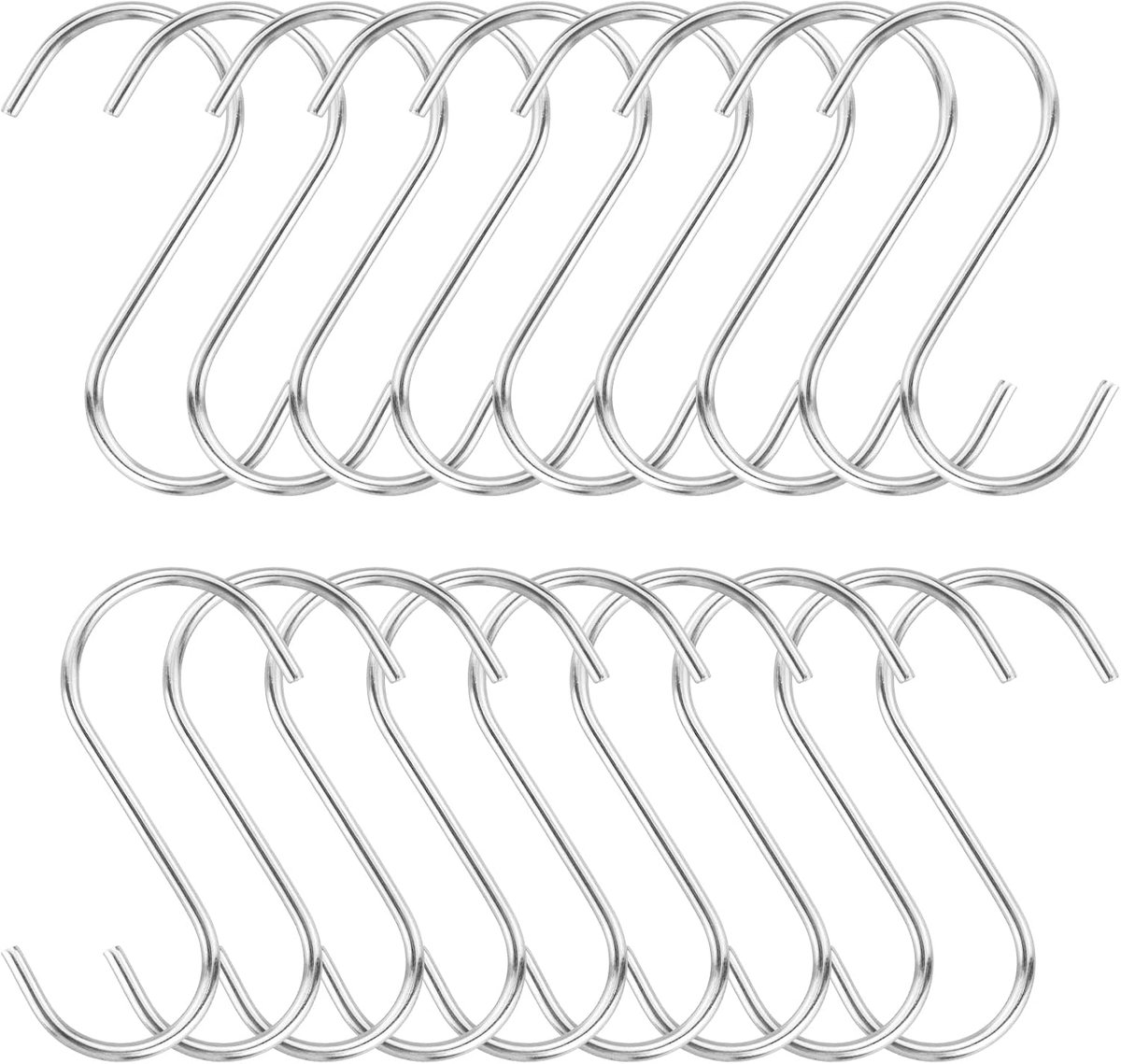 S-haken van roestvrij staal, metalen haken om op te hangen, sterk bruikbare metalen haken, keukenhaken voor binnen en buiten, functionele ophanghaken