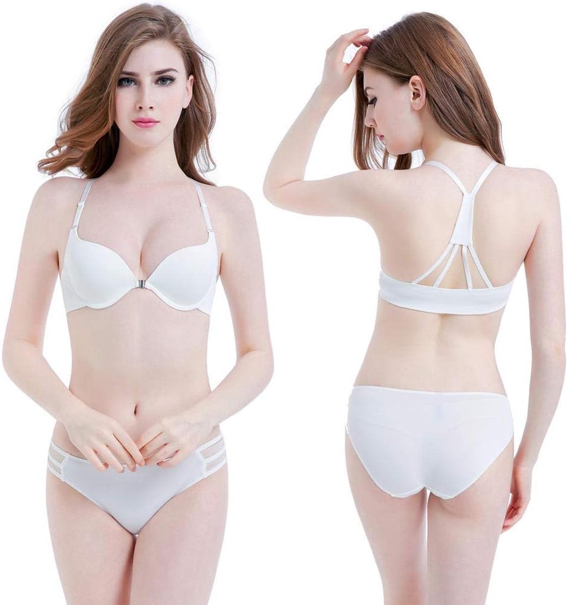 Dames Voorste gesp Voor- en voorgesp Sexy Lingerie Bh-set Kleine borsten Dikke BH-A_75B_add_M_pants