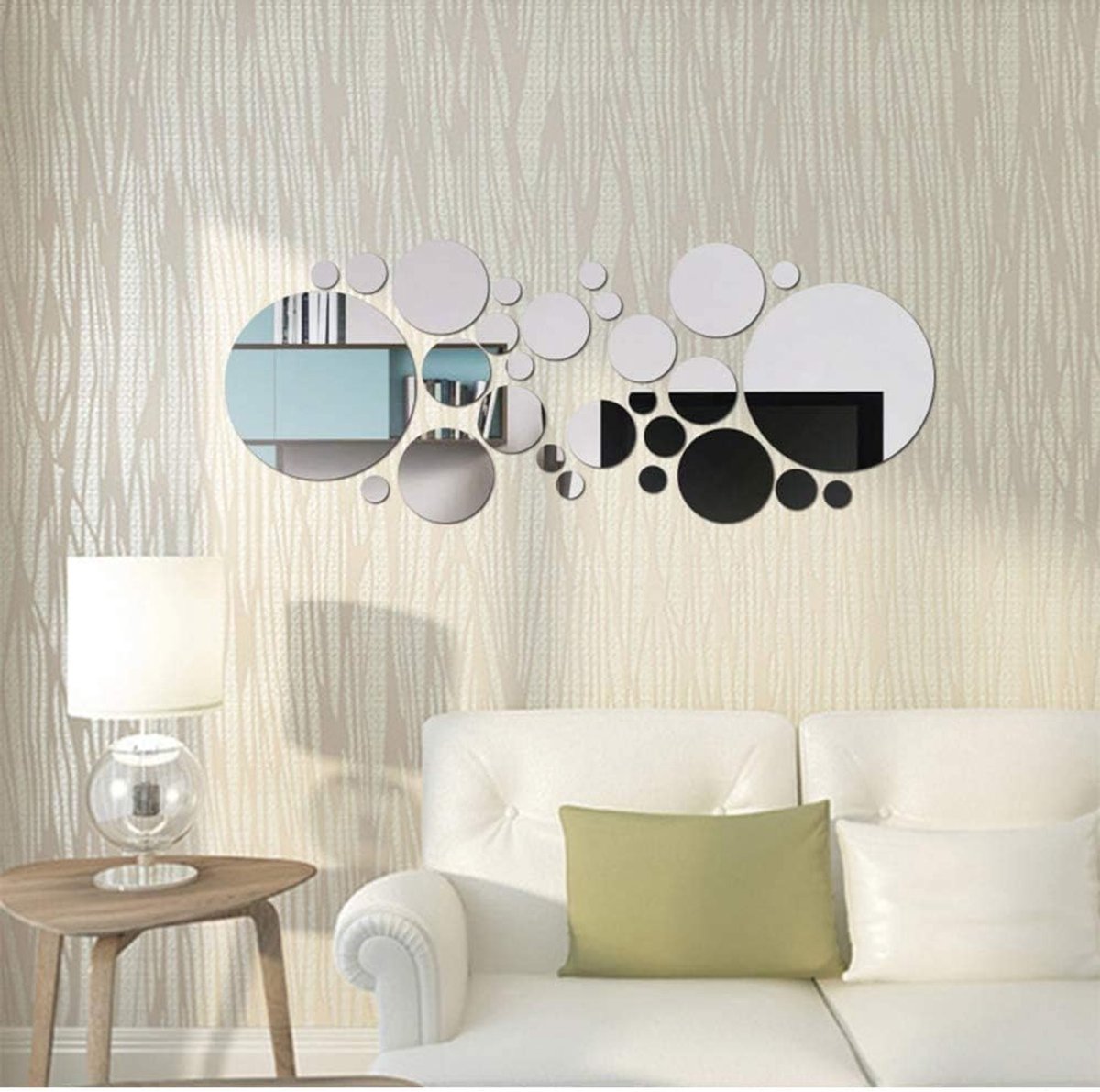 Spiegel muurstickers, verwijderbare acryl spiegel instelling muursticker stickers, 56 stuks DIY zelfklevende cirkel spiegel kunststof wandtegels Home wanddecoratie voor woonkamer slaapkamer hal