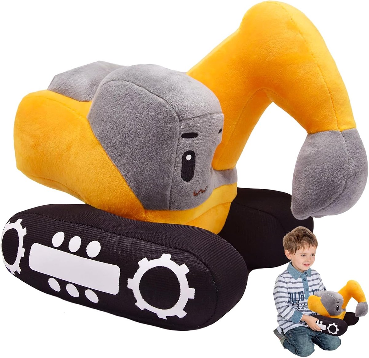 Graafmachine-Knuffeldier, 26 x 23 cm, Pluche Speelgoed met Realistisch Design, Zacht Knuffeldier, Graafmachine, Perfect Cadeau voor Kleine Bouwans
