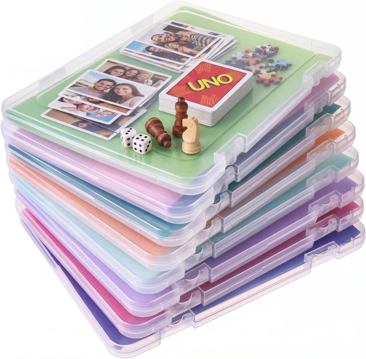 A4 Clear File Draagbare Project Case Plastic Scrapbook Papier Opbergdoos met Handvat Document Case Foto Opslag Containers voor Tijdschriften Postzegels Foto's Art Craft,31,5 x 21,8 x 2,0 cm (8