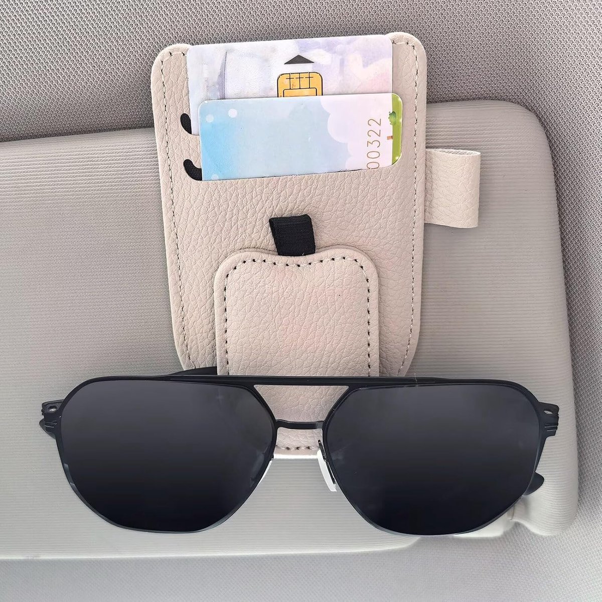 Zonnebrilhouder voor autovizier met kaartsleuven brillenhanger magnetische clip