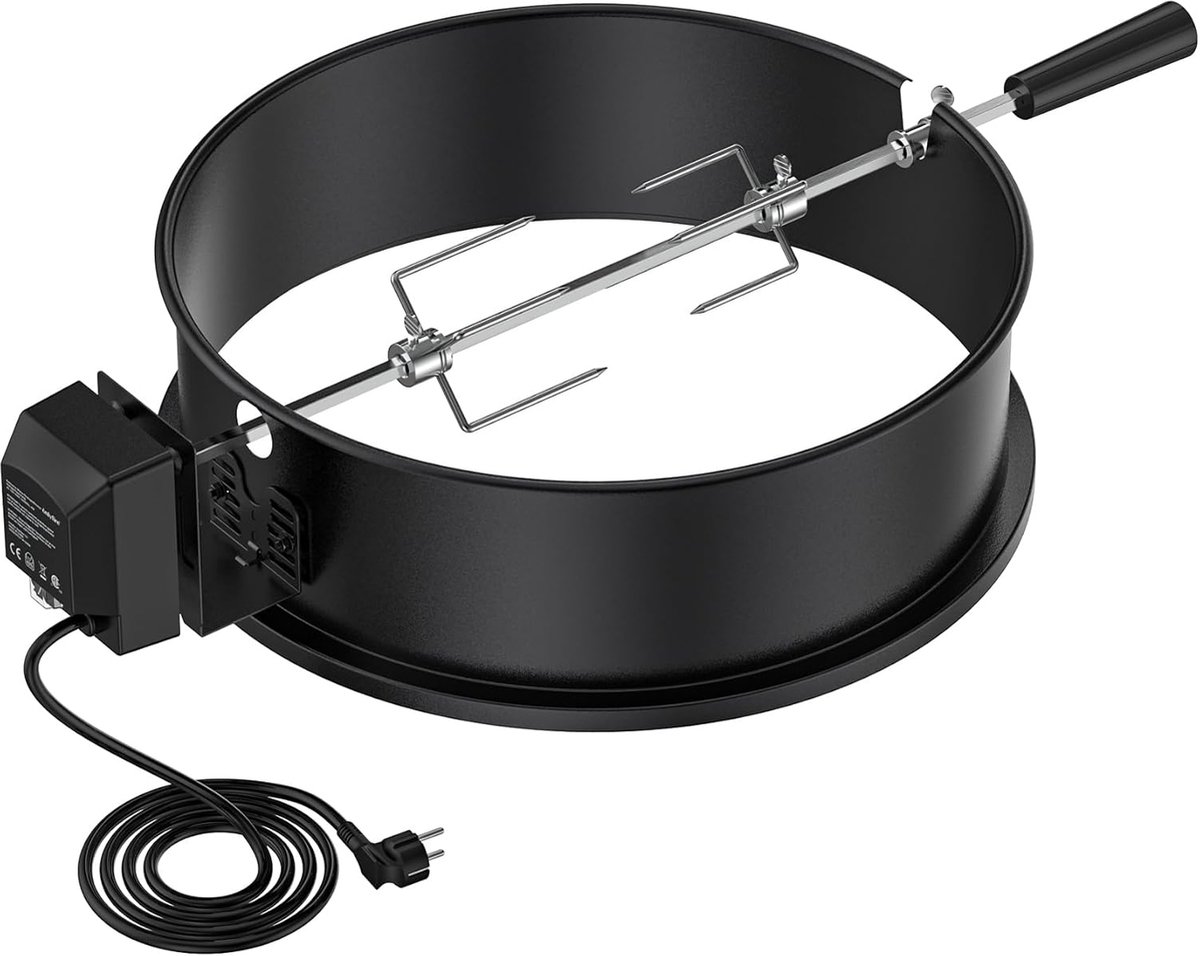 Rotisserie spuitkop met motor - 47 cm - zwart - automatische kipgrill voor barbecue - ShopVlot