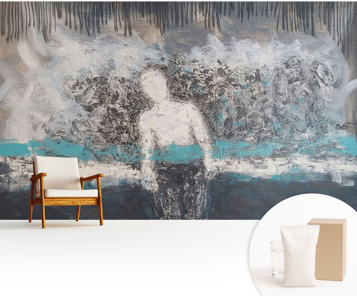 Wallfluent Fotobehang - Grijs Vliesbehang - 416x254 cm - Mysterieuze Wereld Fotobehang Vlies - Woonkamer behang Abstractie - Muurschildering - Woonkamer behang