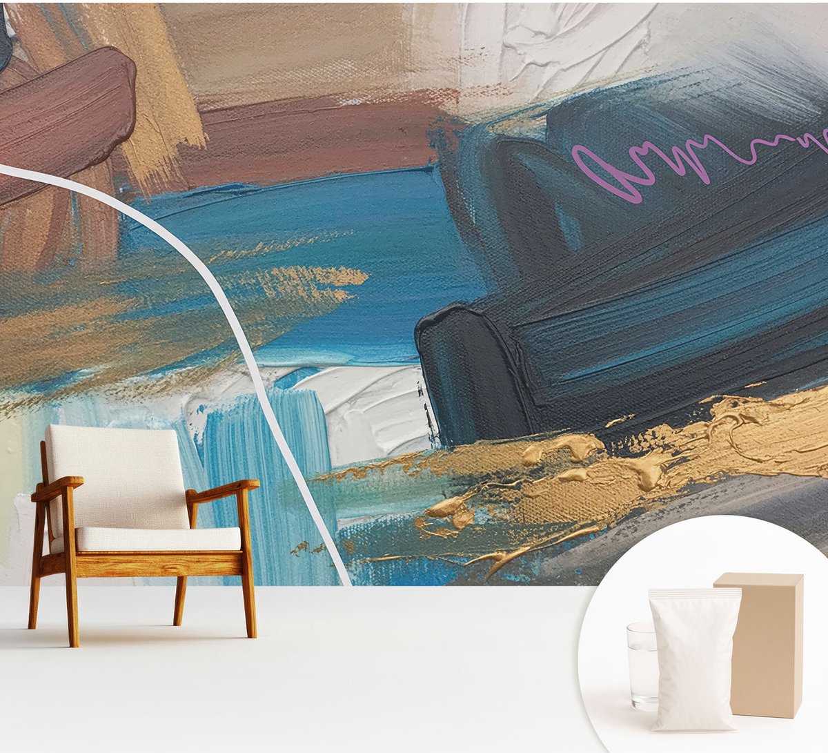 Wallfluent Fotobehang - Bruin Vliesbehang - 312x219 cm - Abstract Patroon Muurschildering - Gang behang Deel - Fotobehang Vlies - Slaapkamer behang