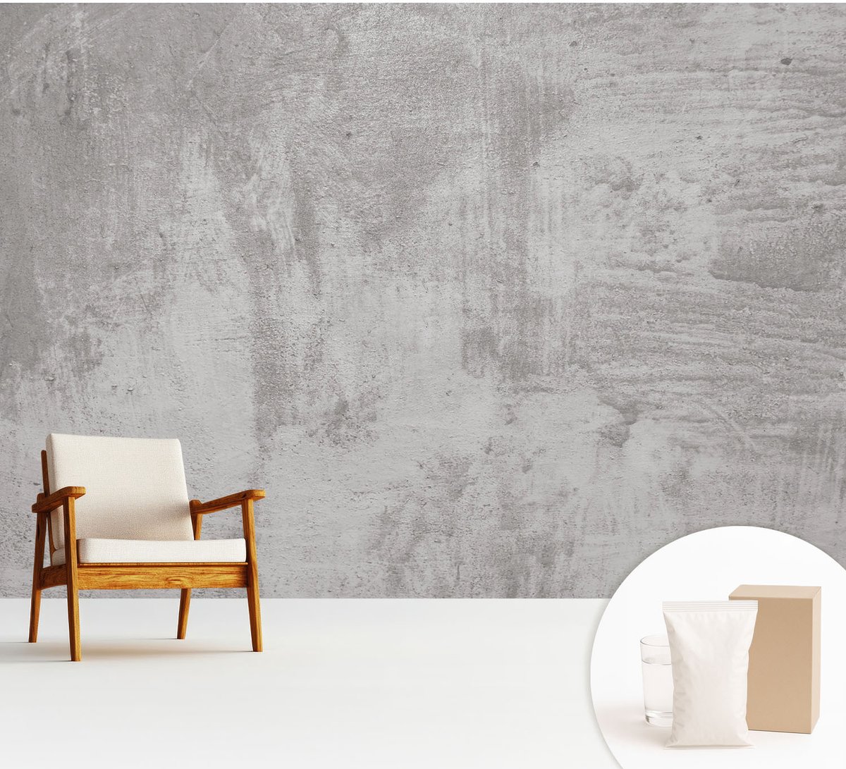 Wallfluent Fotobehang - Grijs Vliesbehang - 312x219 cm - Ruw Beton Fotobehang Vlies - Woonkamer behang Texturen - Muurschildering - Woonkamer behang