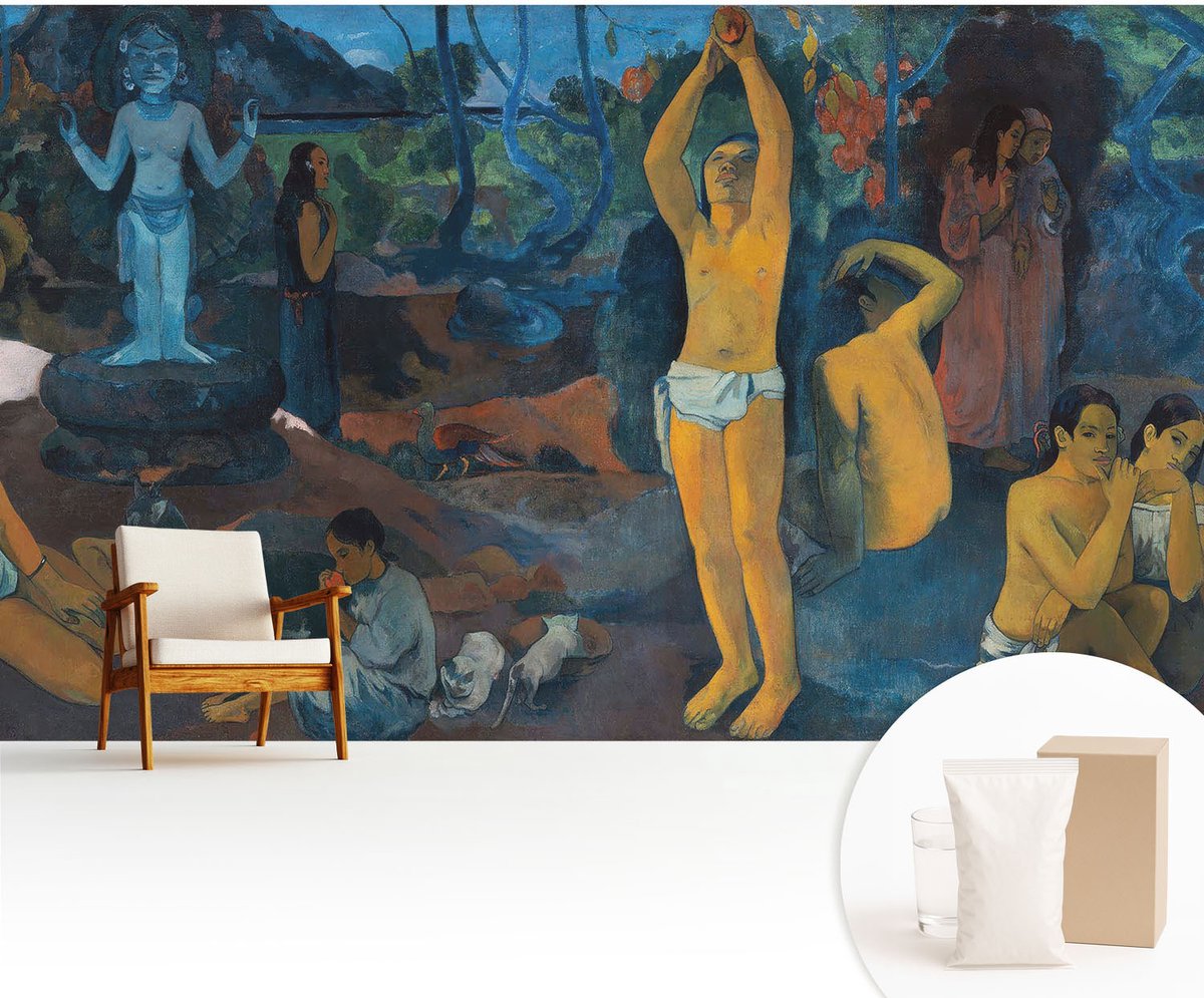 Wallfluent Fotobehang - Blauw Vliesbehang - 416x254 cm - Tropische Harmonie Muurschildering - Gang behang Deel - Fotobehang Vlies - Slaapkamer behang