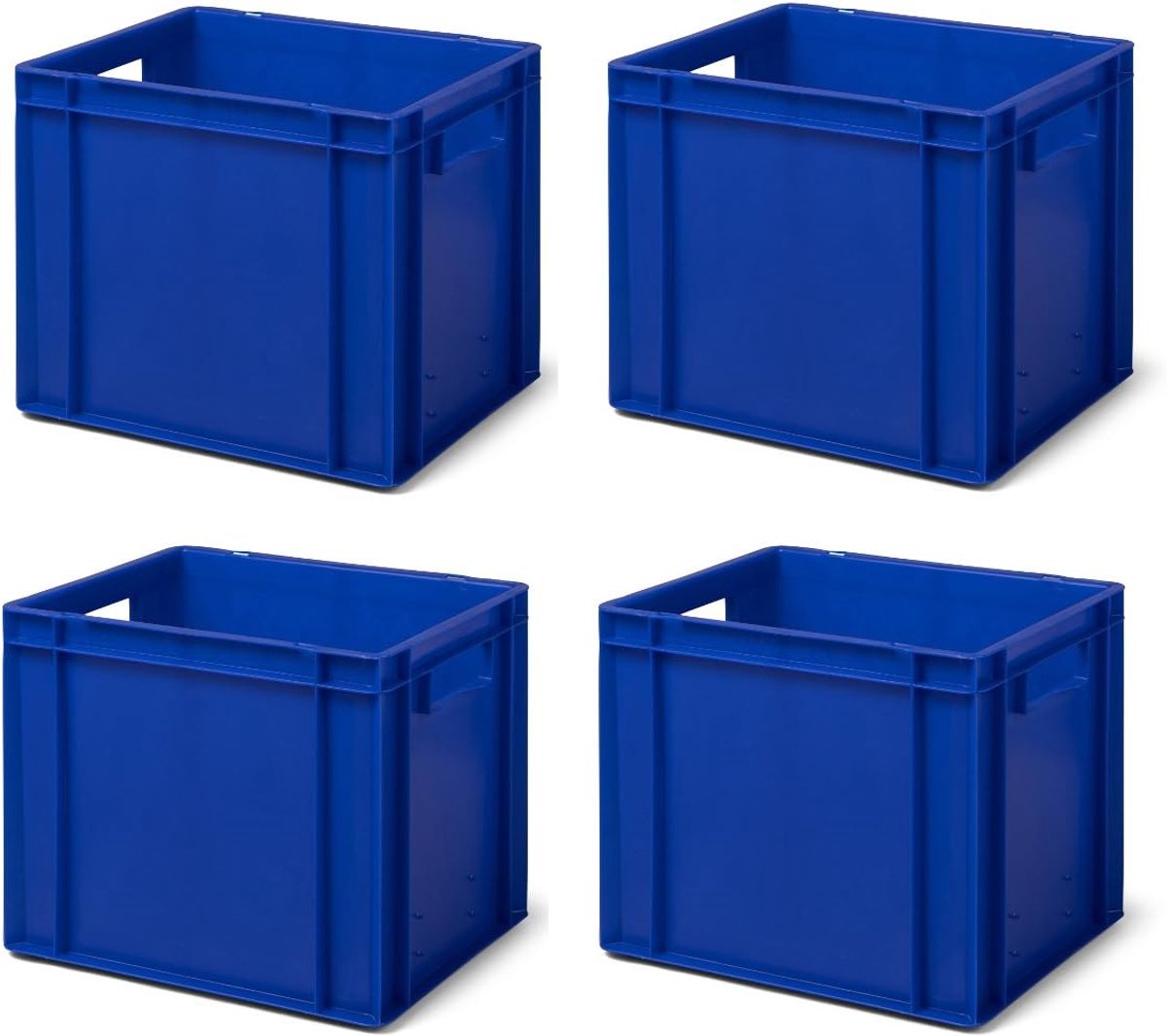 4 stuks transportstapelbakken TK432-0 blauw, lxbxh 400x300x320 mm, uit PP, volume: 29 liter, echte industriële kwaliteit ook geschikt voor voedsel
