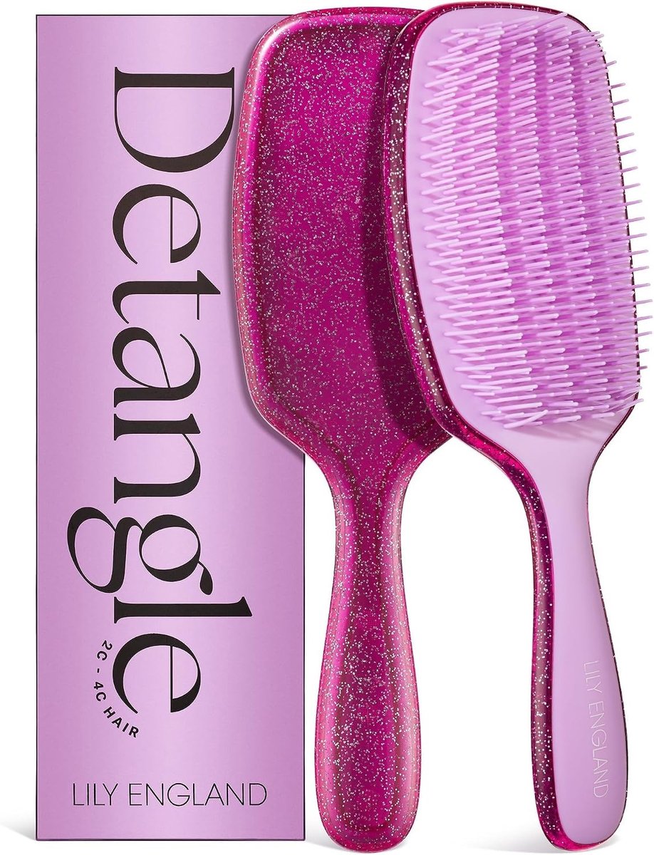 Krullende Haarborstel - Paars Glitter - Flexibele Borstelharen - Voor Krullend Haar 2c tot 4c