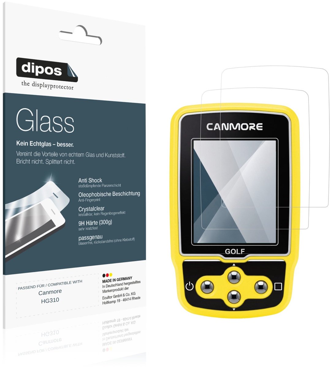 dipos – 2x Pantserfolie geschikt voor Canmore HG310 | 9H Screenprotector