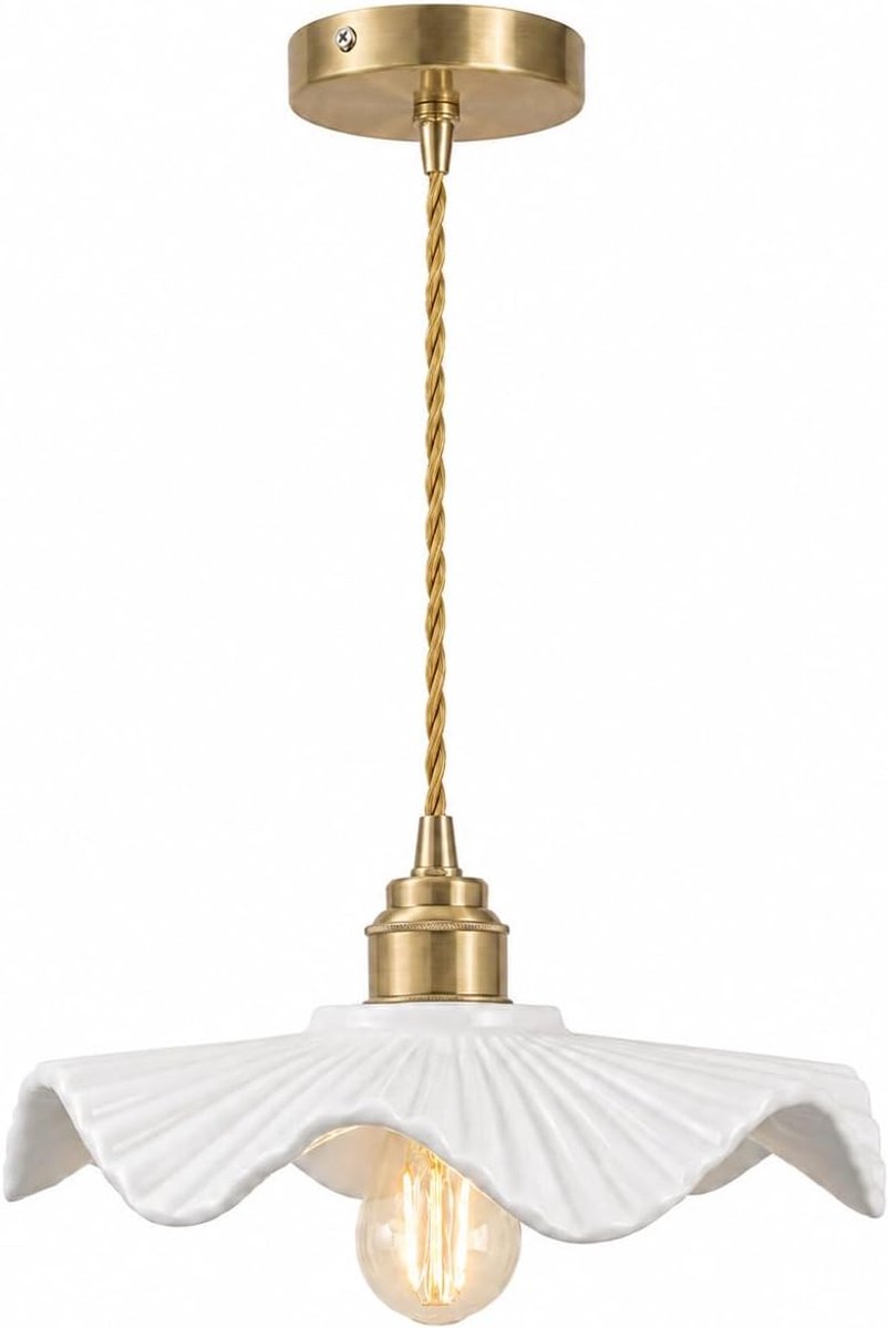 Witte Keramische Hanglamp voor Eetkamer, Slaapkamer Nachtkastje en Woonkamer