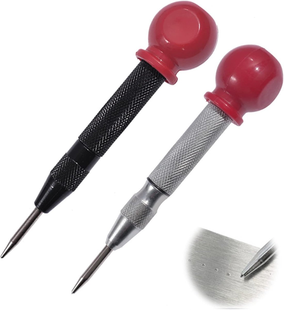 Ponsgereedschap 2 Stukken Stansgereedschap Automatische Metalen Pons Automatische Centrale Punch Instelbare Stoot Met Kussendop Voor Roestvrij Staal Metaal Hout Of Kunststof 130mm