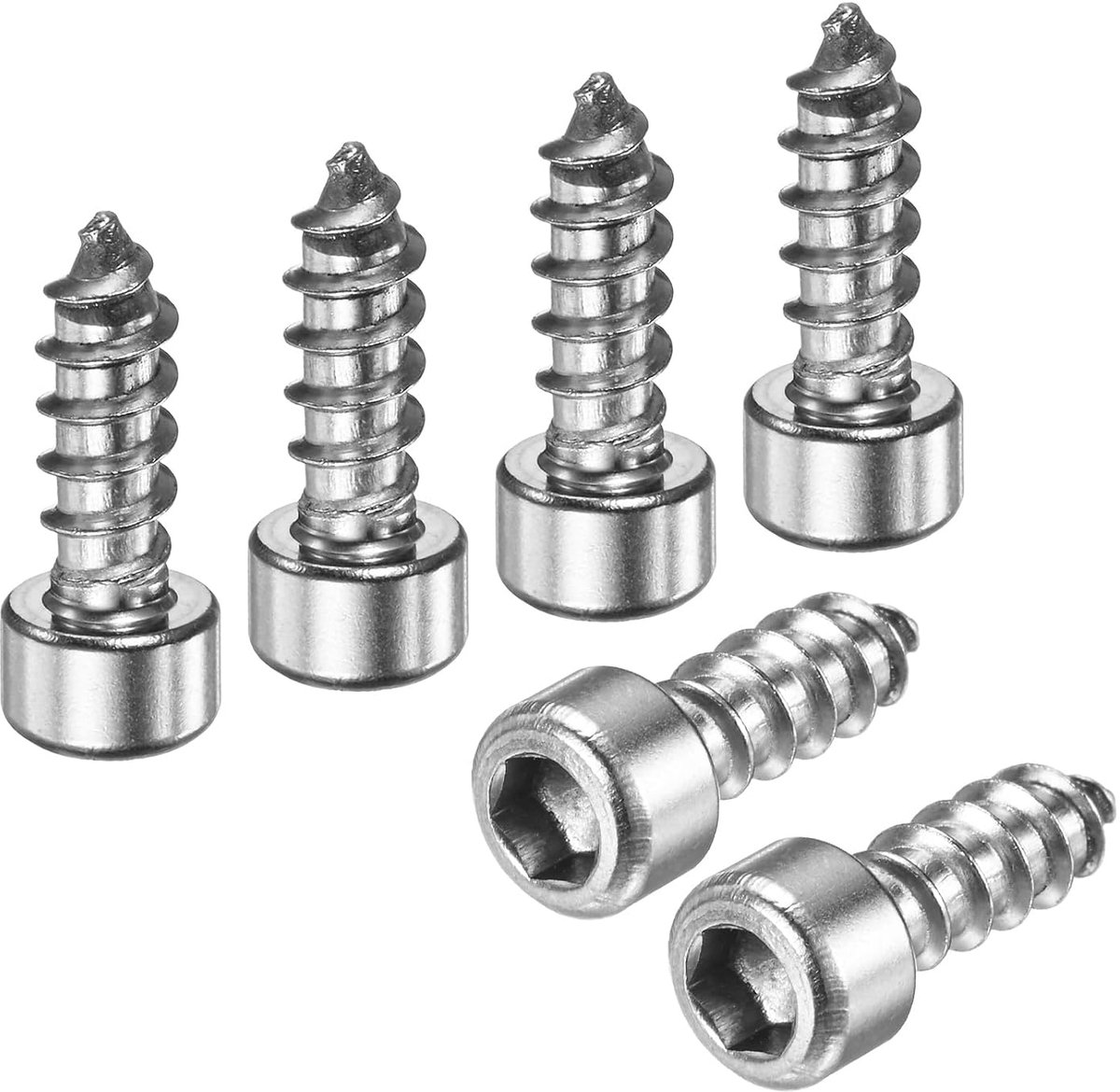 100 stuks zelftappende schroeven met binnenzeskant, M6 x 16 mm roestvrij staal met zeskantrail met zelftappende punt voor meubels/machines/doe-het-zelfprojecten, schroeven A