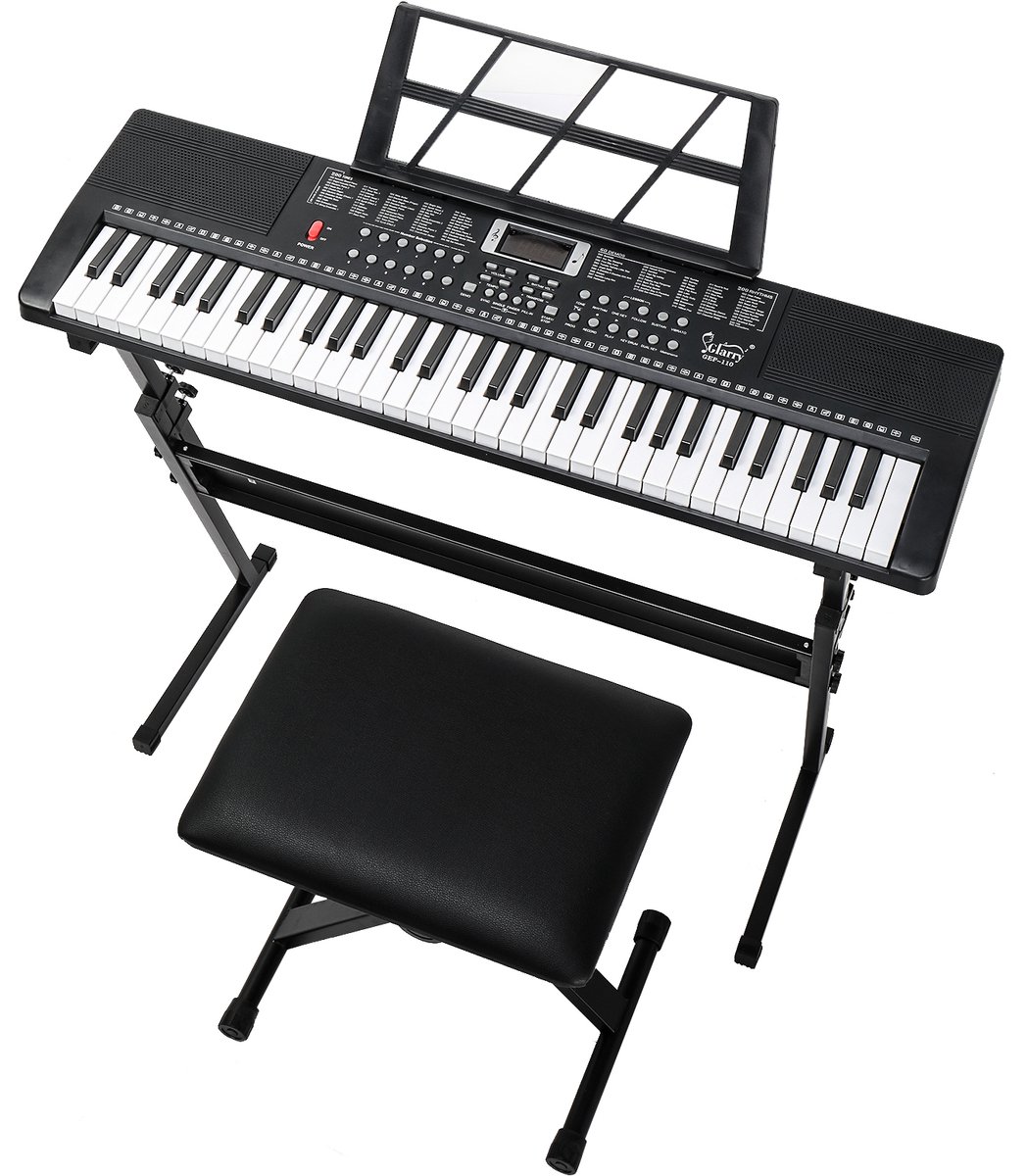 Piano- Compleet pakket digitale piano - Elektronisch keyboard voor beginners - 61 toetsen met standaard en keyboardbank