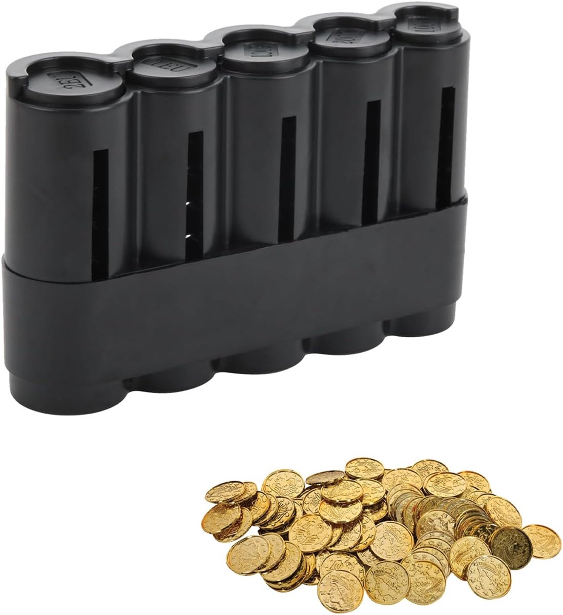 Muntenbox met 5 vakken - robuust kunststof design - snelle fixatie - efficiënt kleingeld sorteren - ShopVlot
