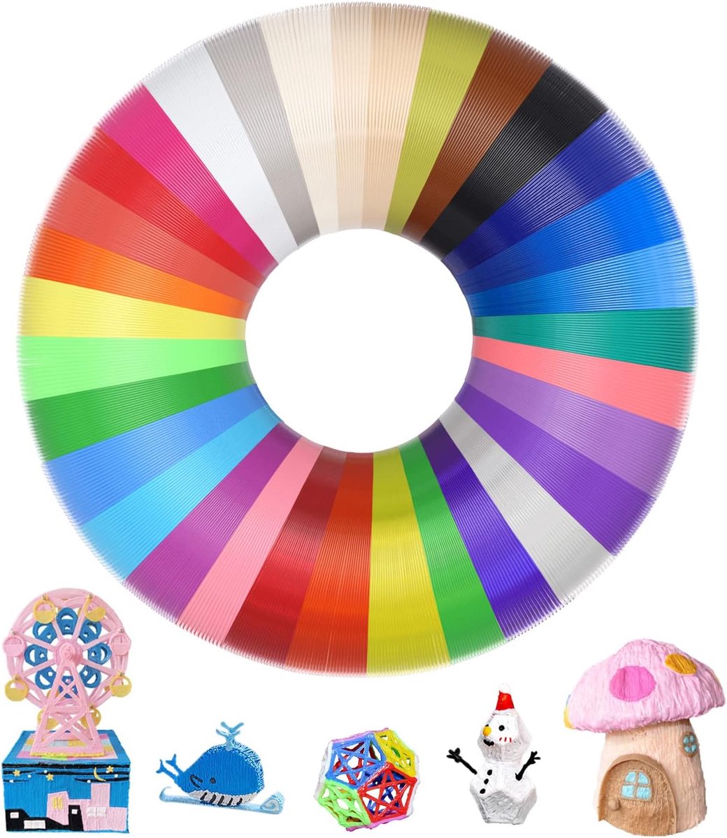 3D Pen Filament 1.75mm - 32 Kleuren PLA Filament - 5m per kleur - Perfect voor 3D Creaties - ShopVlot