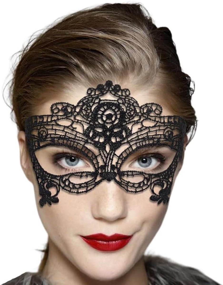 SnelShoppen - Zwarte Sexy Kant Oogmasker voor Vrouwen, Masquerade Bal Masker, Venetiaans Oogmasker, Halloween Carnaval Feest, Elegant en Mysterieuze L