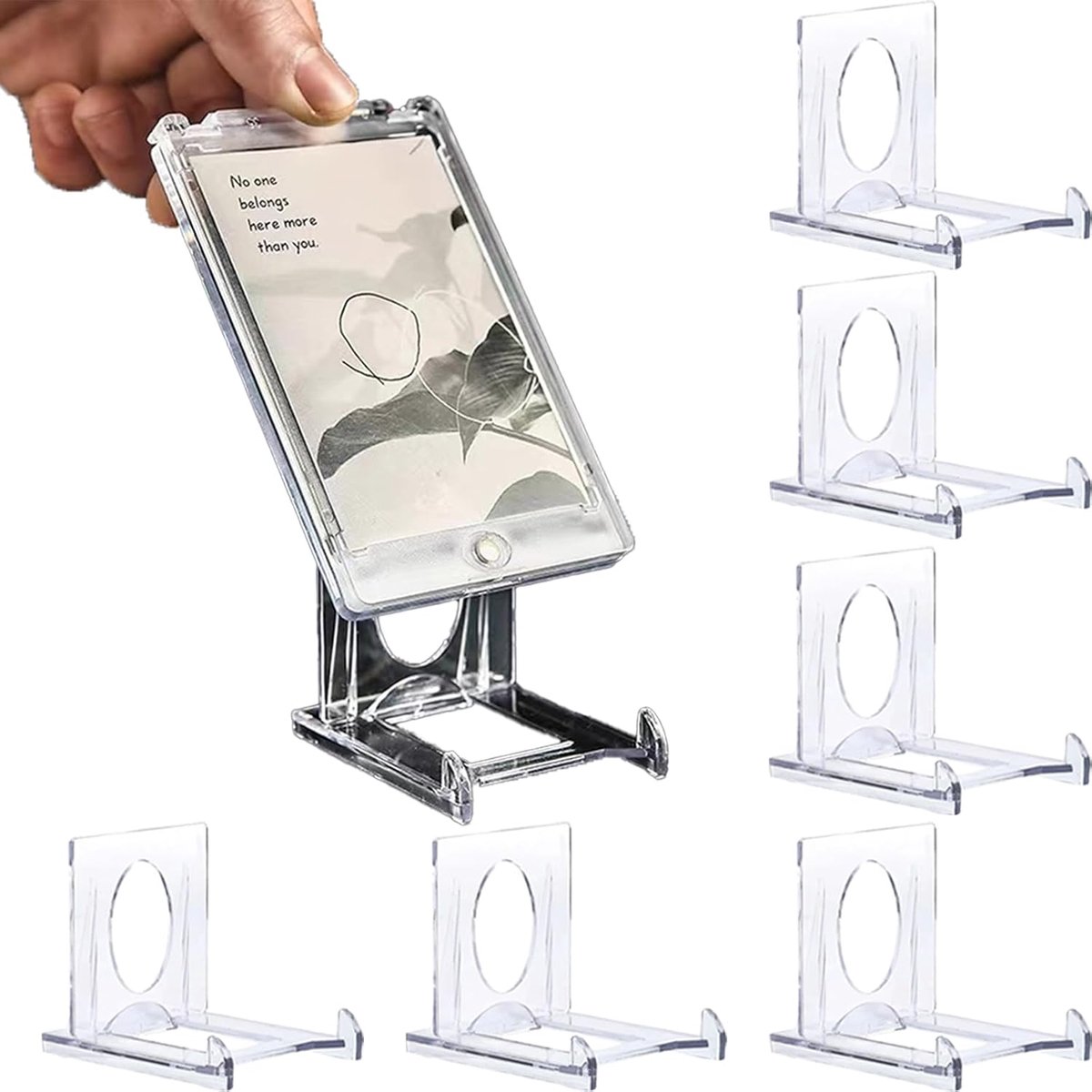 SnelShoppen - Mini Card Stands Set van 12 – Verstelbare Premium Acryl Display Stand voor Trading Cards, PSA Cards, Sportkaarten, Compact en Perfect vo