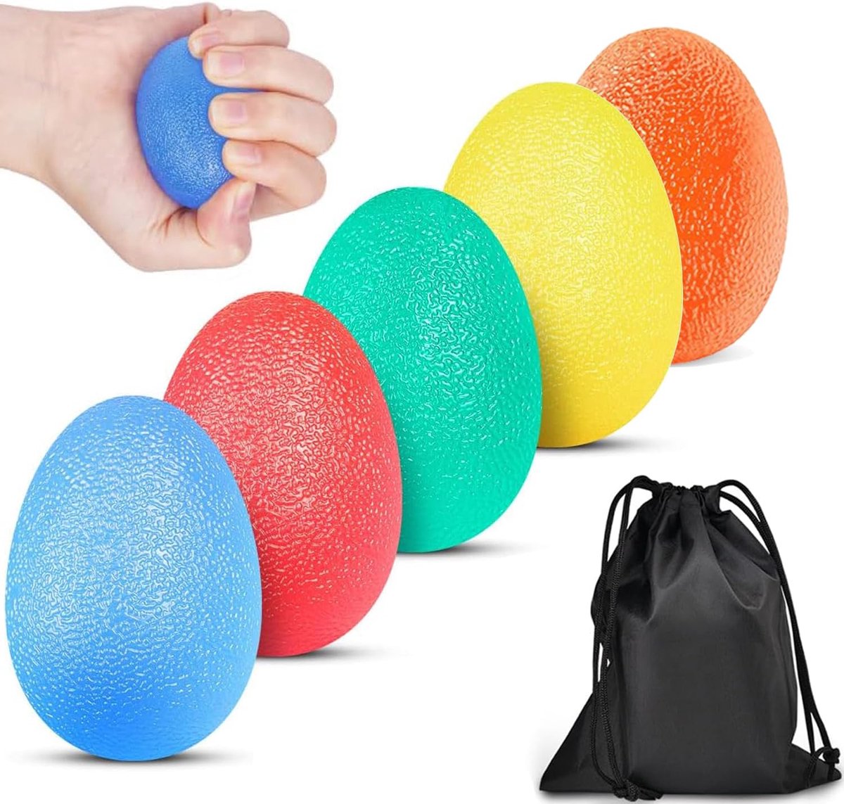SnelShoppen - Hand Training Balls, Stressballen voor Handtherapie, Vingertraining, Gripversterking, Stressverlichting (Set van 5, Multikleur)