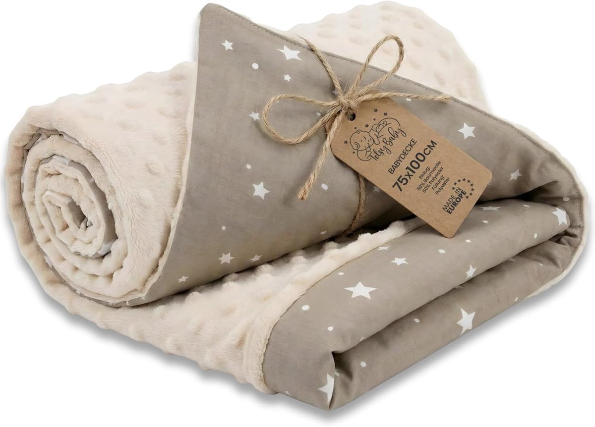 SnelShoppen - Babydeken Cuddly Deken All-Season 100x75 cm Minky – Dubbelzijdige Fleece Katoen Warm Zacht Fluffy Kinderen Nieuwgeborenen – Ledikant Dek