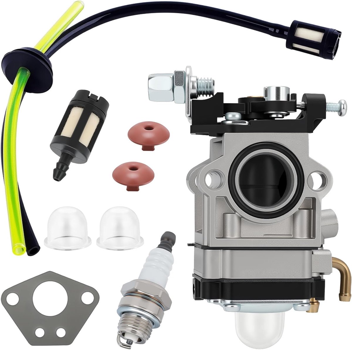 SnelShoppen - Carburetor voor Bosmaaier 52cc, 49cc, 43cc - Carbu Set met Pakking, Slang, Bougie en Brandstoffilter - Duurzaam en Robuust