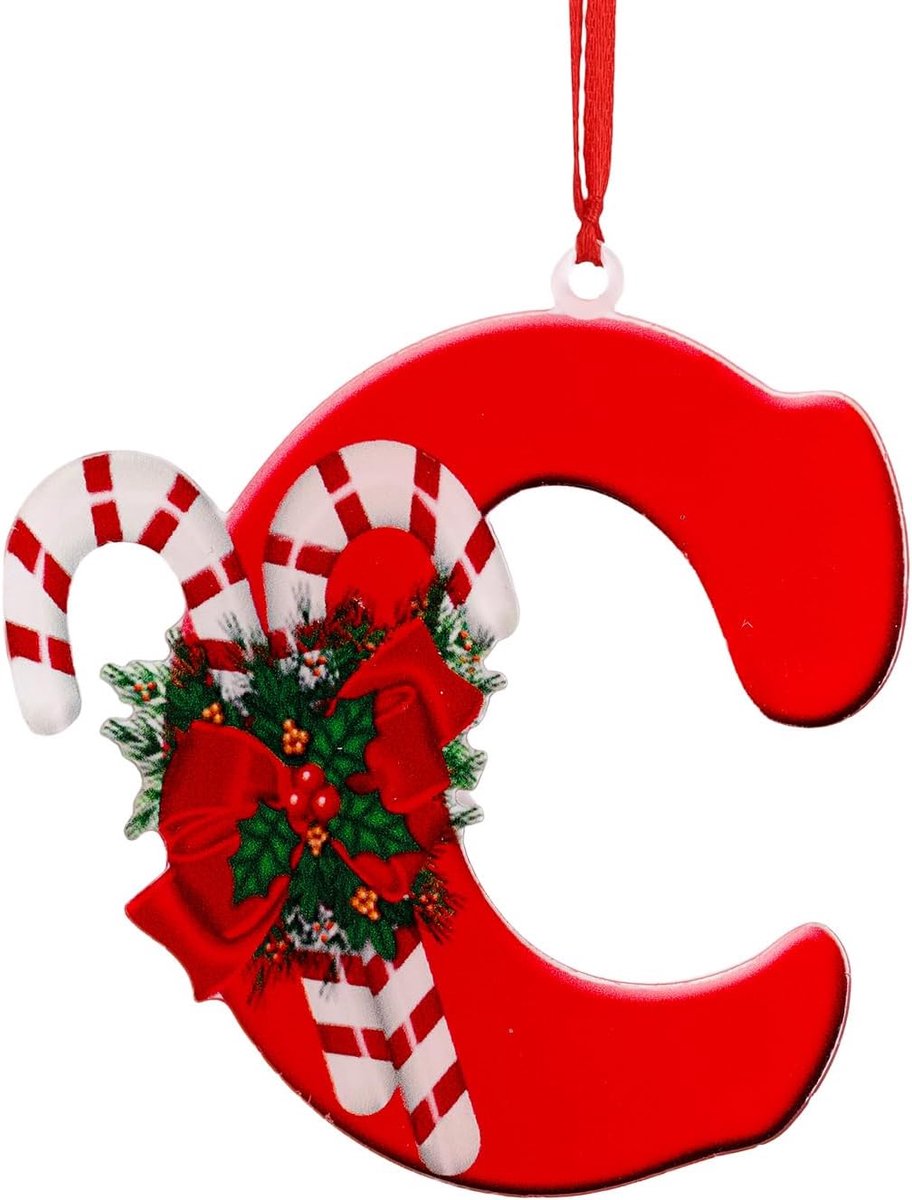 Kerstboomversiering, 26 Letter Gepersonaliseerde Kerstboomversiering Hangende Hanger voor Thuis Doe-Het-Zelf Decoratiebenodigdheden voor Feestjes (C)