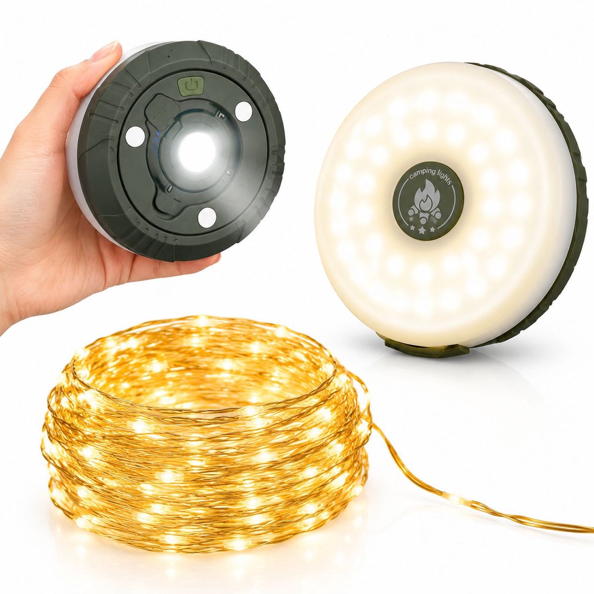 VHV - Camping lichtsnoer - Waterdicht - Lampjes voor camper - USB oplaadbaar - op de camping