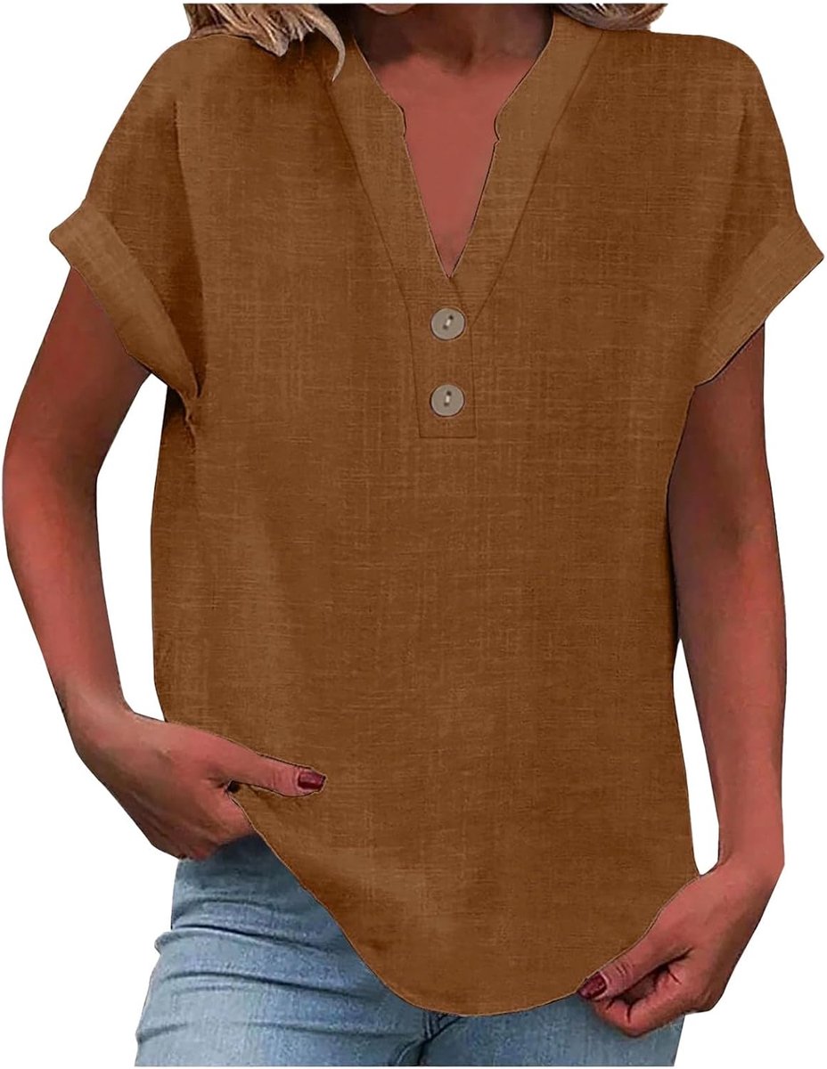 Zomertanktop voor dames, losse pasvorm, geplooid, V-hals, mouwloos, gebogen zoom, vloeiend
