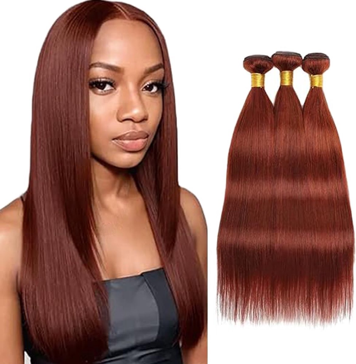 28 28 28 Inch Straight Bundles Human Hair ExtensionsUitbreiding Cheveux Naturel Perruque Vrouw Unprocessed Brazilian Virgin Hair Weave #33 Reddish Brown 3 Bundles Total 300g