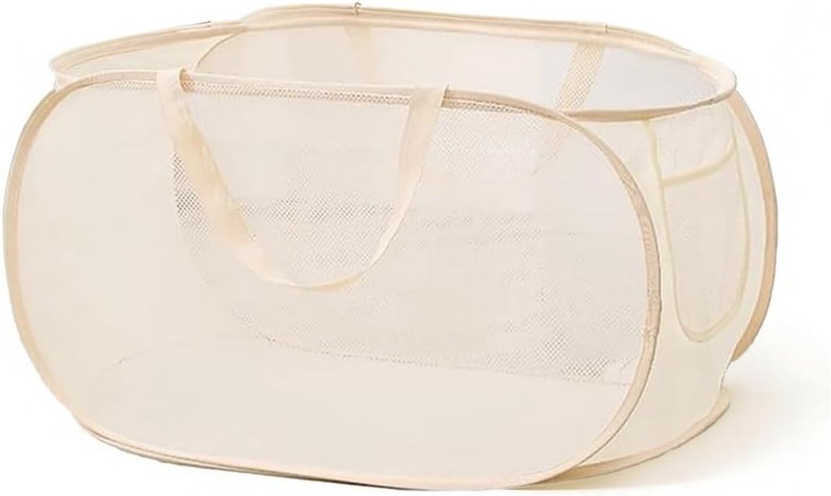 Vouwbare Wasmand in Beige, 36 x 36 x 58 cm, Ideaal voor Badkamer, Slaapkamer en Reis, Handig voor Thuisopslag en Organisatie