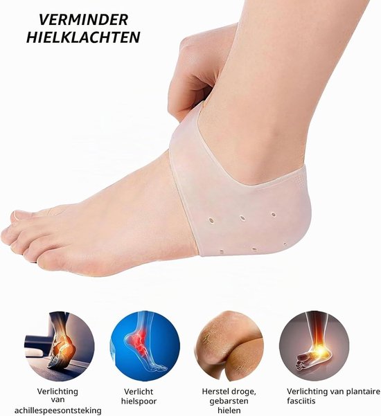 Zachte silicone hielbescherming, 4 paar hielkussens voor hielspoor, comfortabele inlegzolen voor pijnverlichting en ondersteuning — afbeelding 5