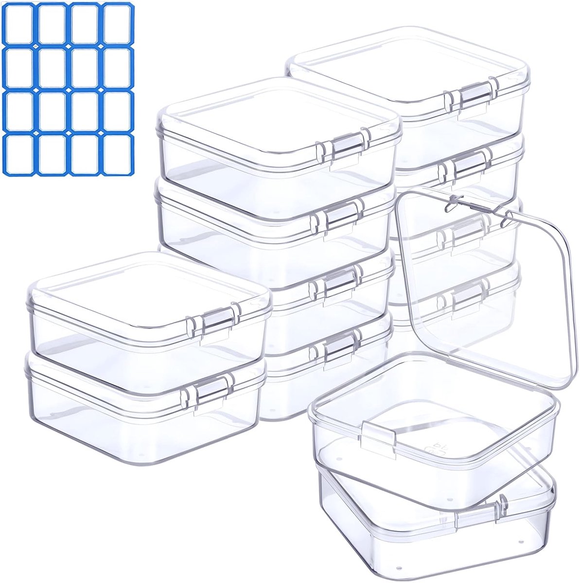 SnelShoppen - 12 Stuks Transparante Plastic Opbergdozen Met Deksel, Rectangular Organizers Voor Beads, Oorbellen, Sieraden, Zaden, Munten, Kleine Item