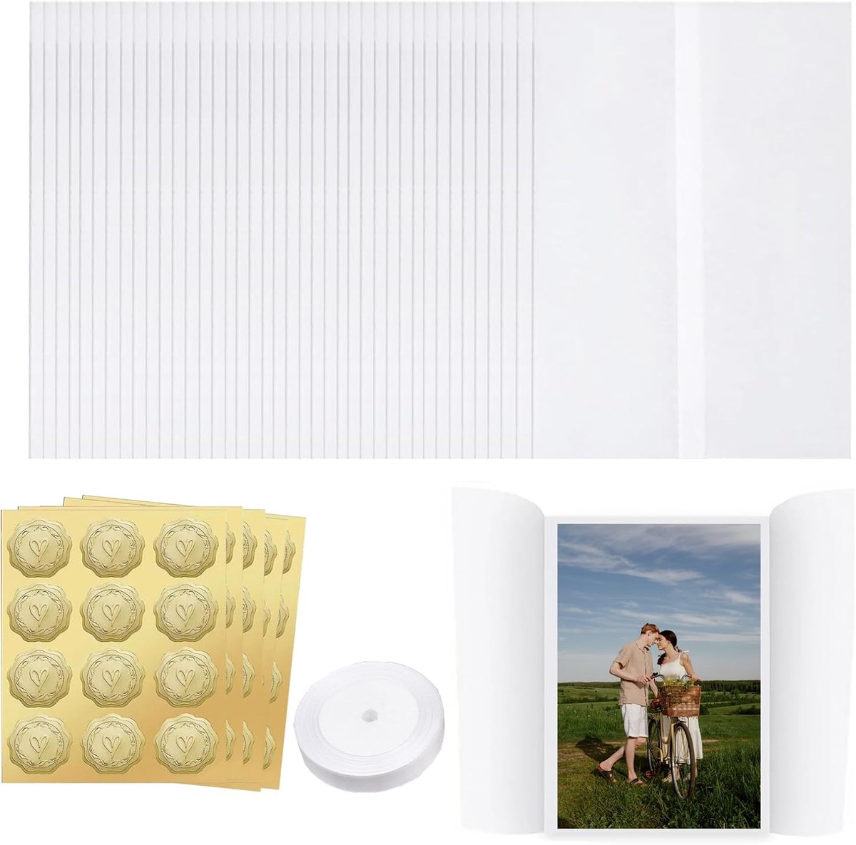 Perkamentpapier voor uitnodigingen, 60 stuks, 18 x 13 cm, perkamentpapier, enveloppen, perkamentpapier voor - ShopVlot
